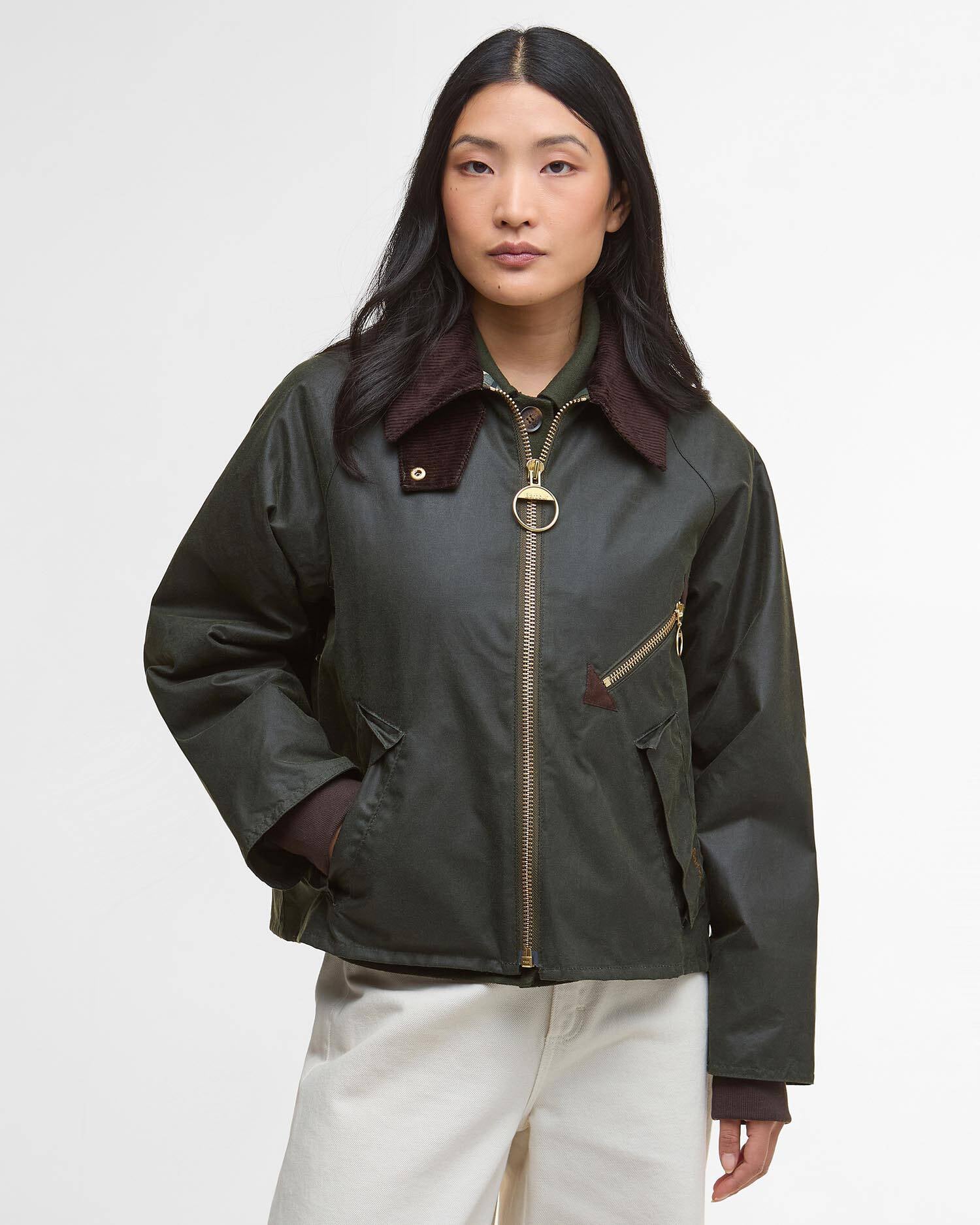Arlene Waxed Jacket, Fern & Ancient Tartan