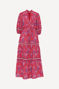 Liza Dress, Floral Vase Cinnabar