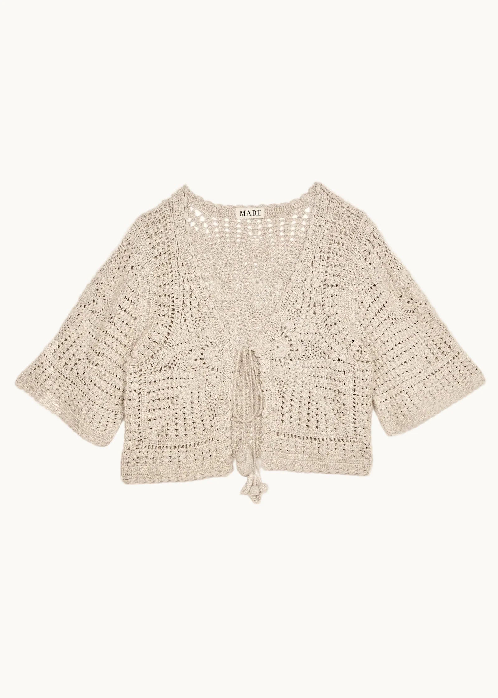 Margo Crochet Cropped Cardigan, Ecru