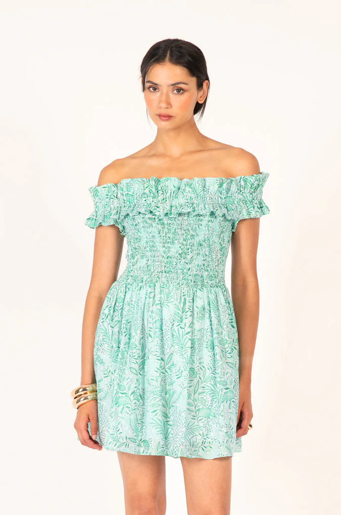 Mini Dress Amber, Green Palmarosa
