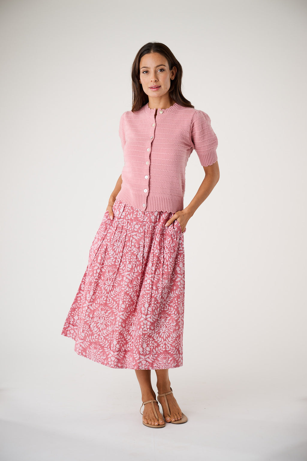 Short Sleeve Evelyne Cardigan, Faded Rose