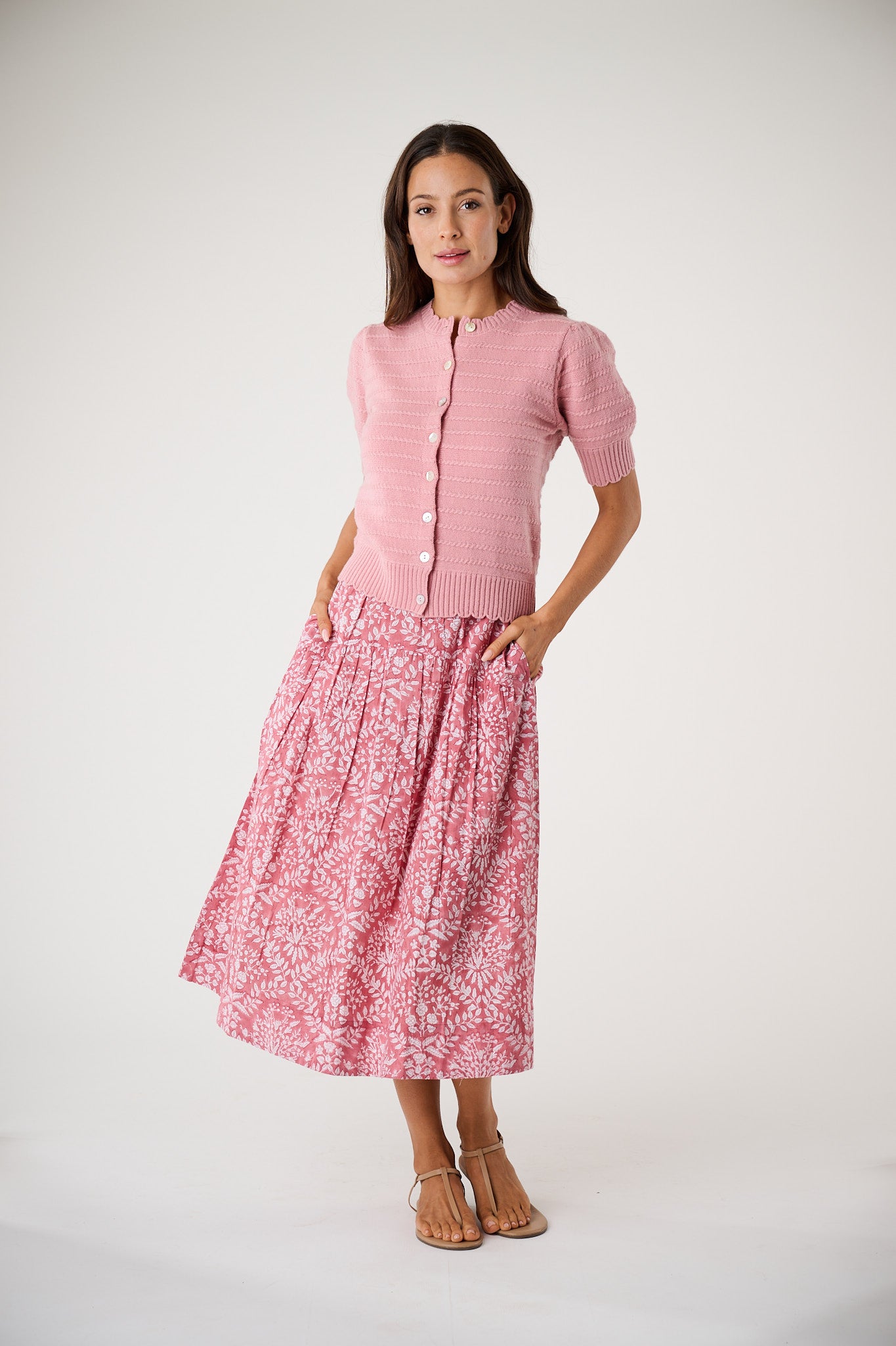 Short Sleeve Evelyne Cardigan, Faded Rose
