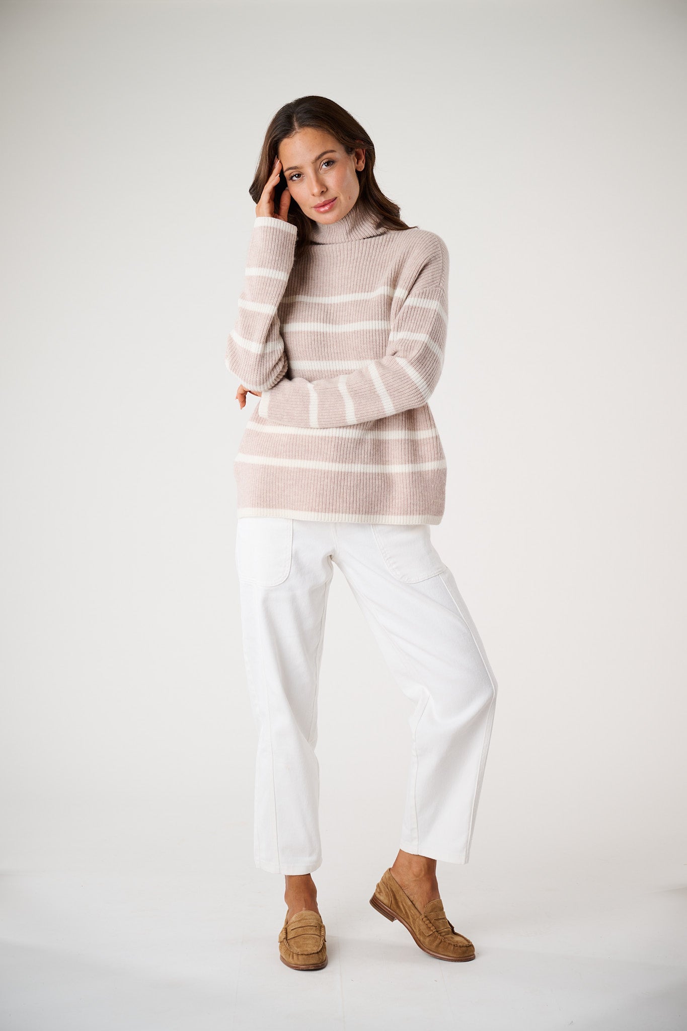 Martine Sweater, Oatmeal with Ivory