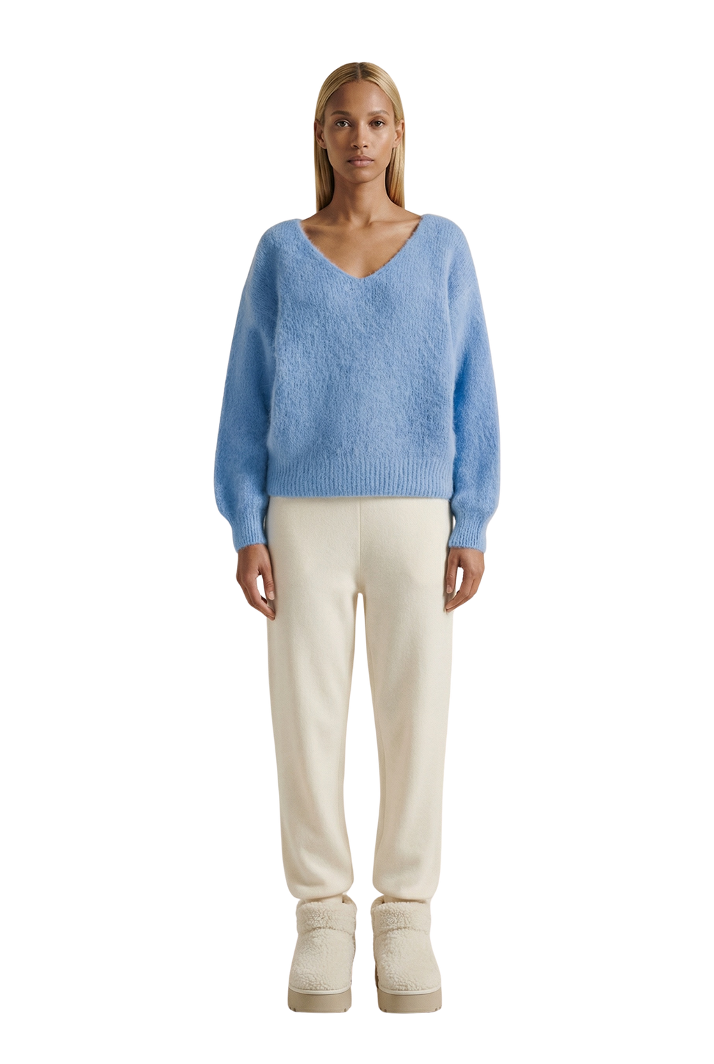 Milana Long Sleeve Alpaca Pullover, Sky Blue