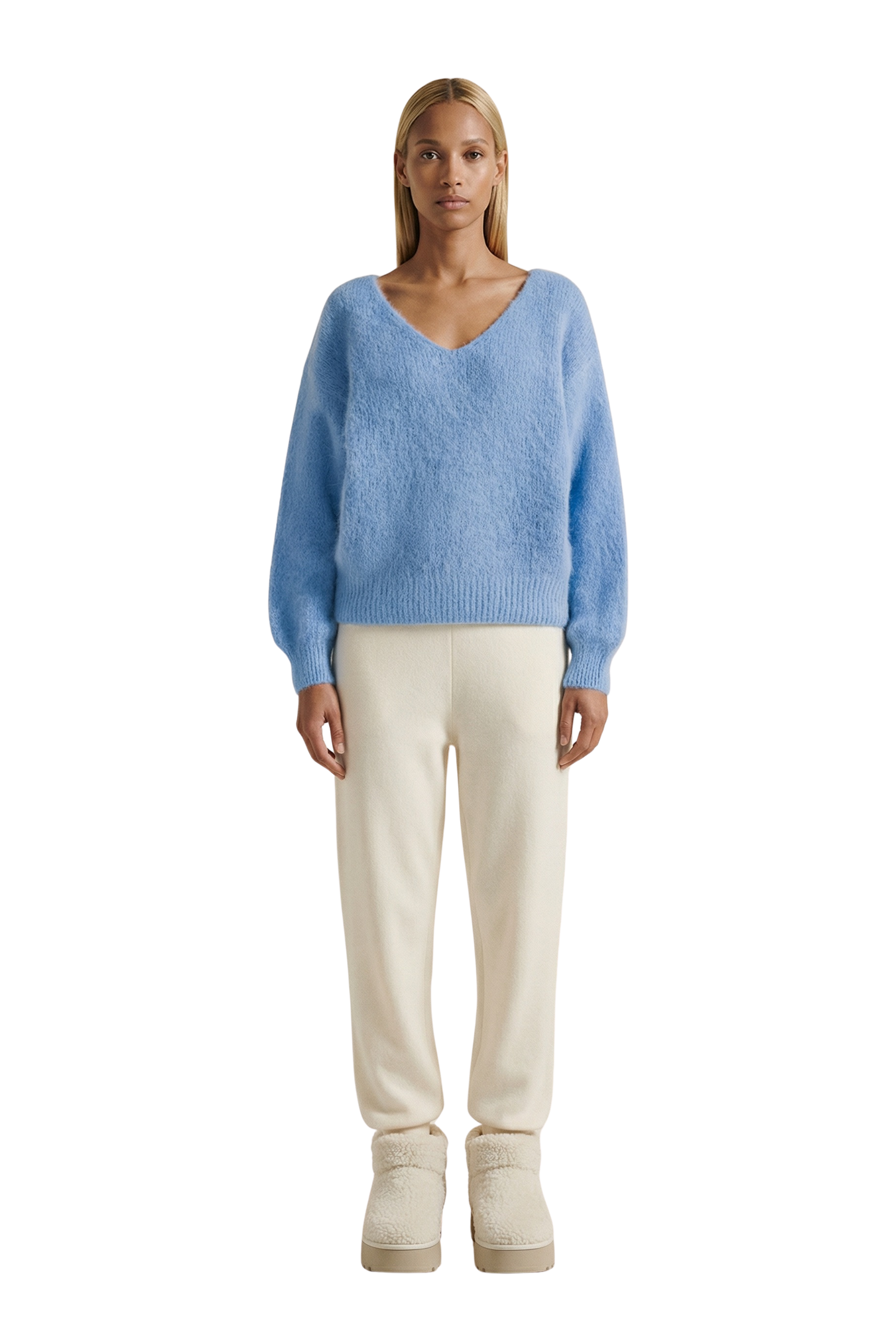 Milana Long Sleeve Alpaca Pullover, Sky Blue