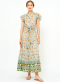 Ruffle Collar Button Maxi Montenegro Green
