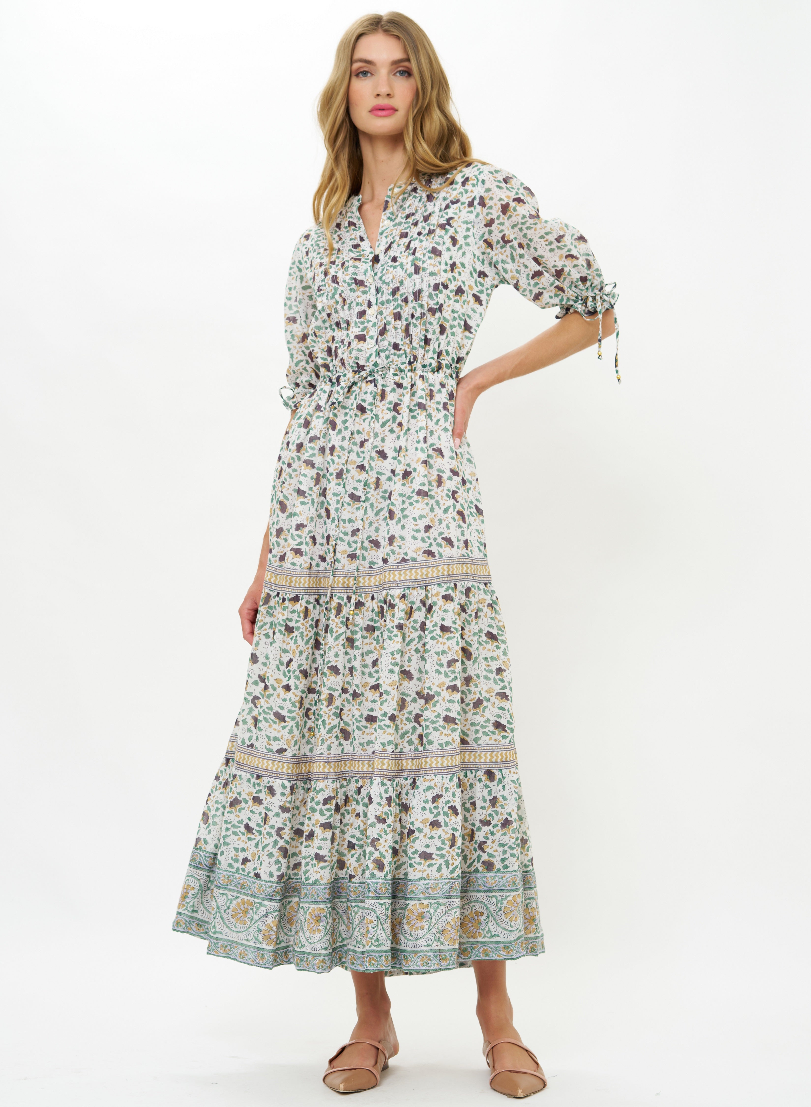 Cinched Pintuck Maxi Cotswald