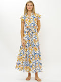 Ruffle Collar Button Maxi, Poppy Marigold