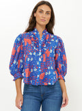 Ruffle Front Blouse, Fleur Blue