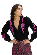 Piper Cardigan, Black & Pink
