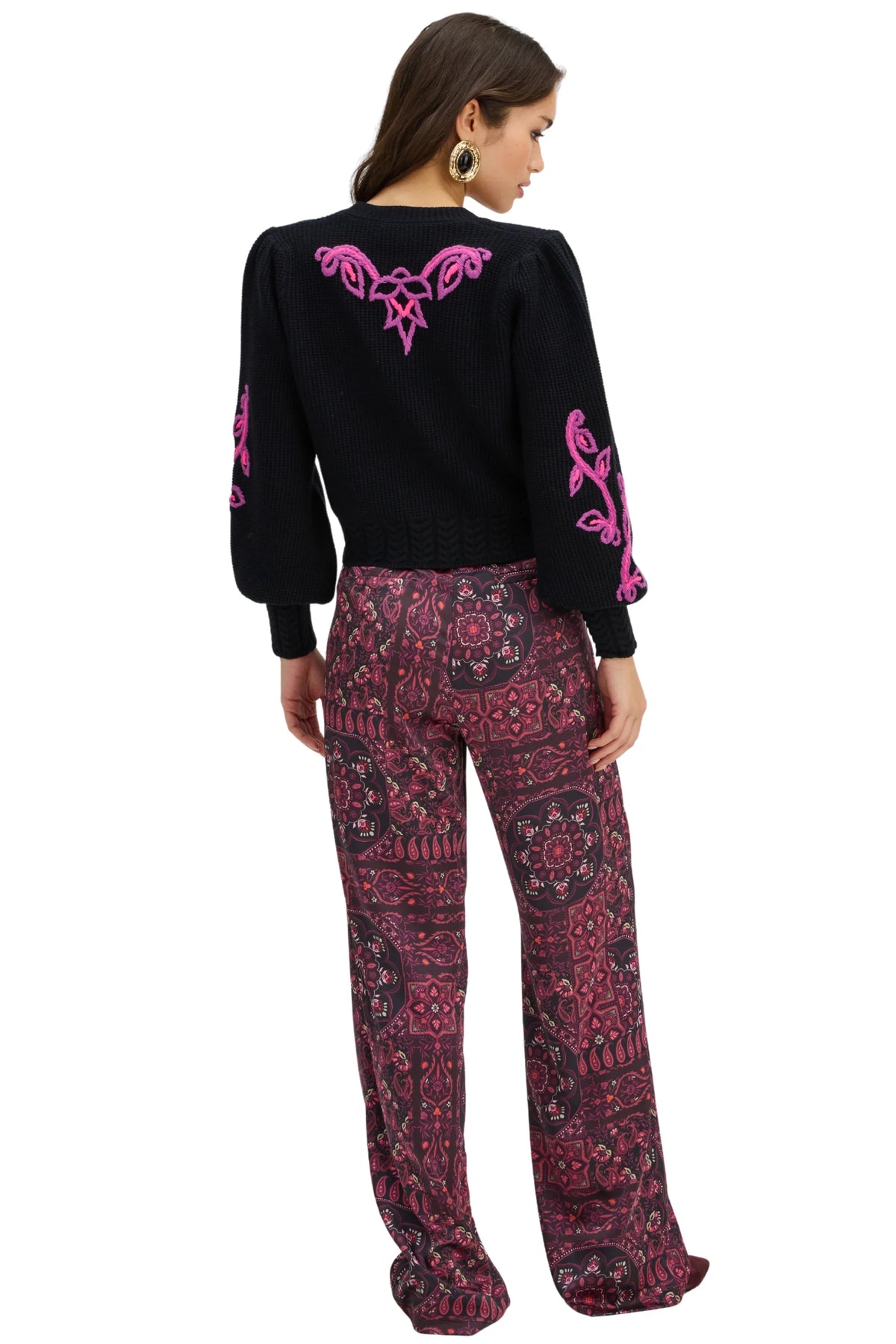 Piper Cardigan, Black & Pink