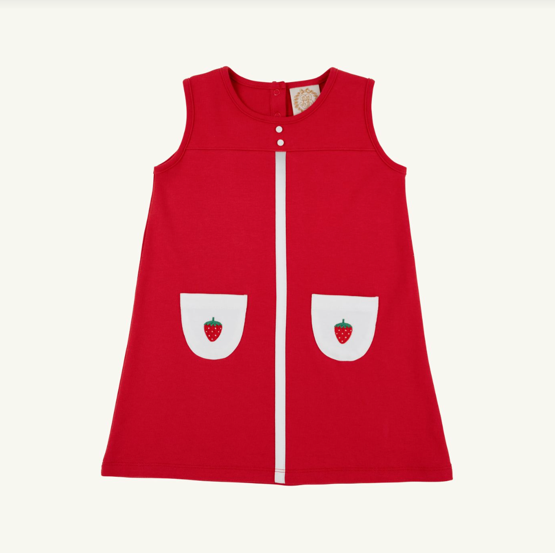 Peggy Pocket Dress, Richmond Red with Strawberries