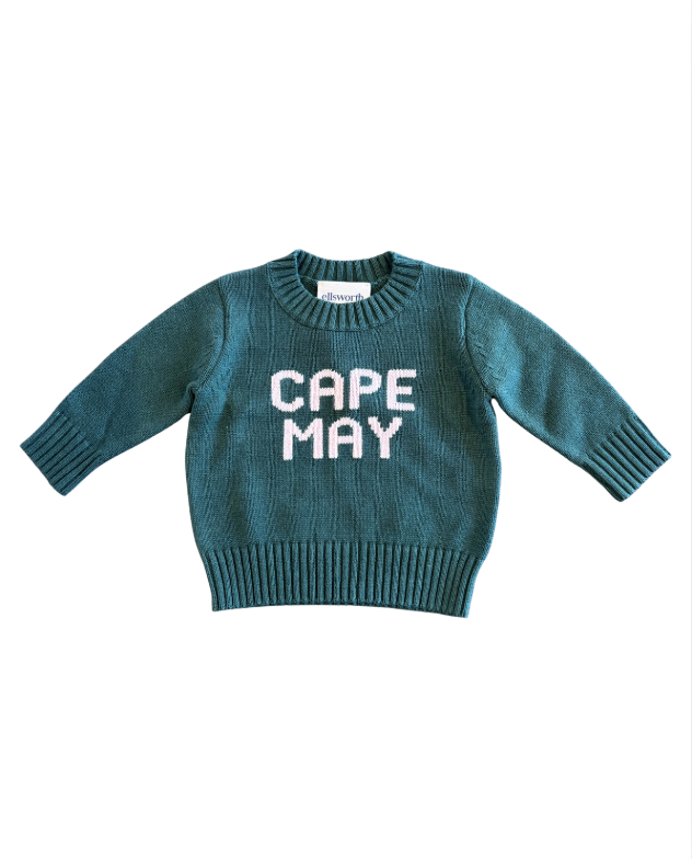 Kids Cape May Sweater, Green & Pink