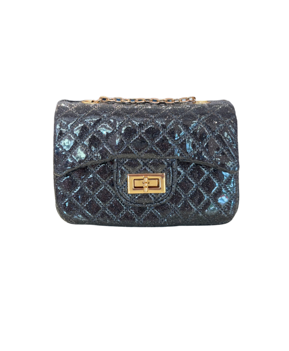 Classic Quilted Sparkle Mini Bag, Black