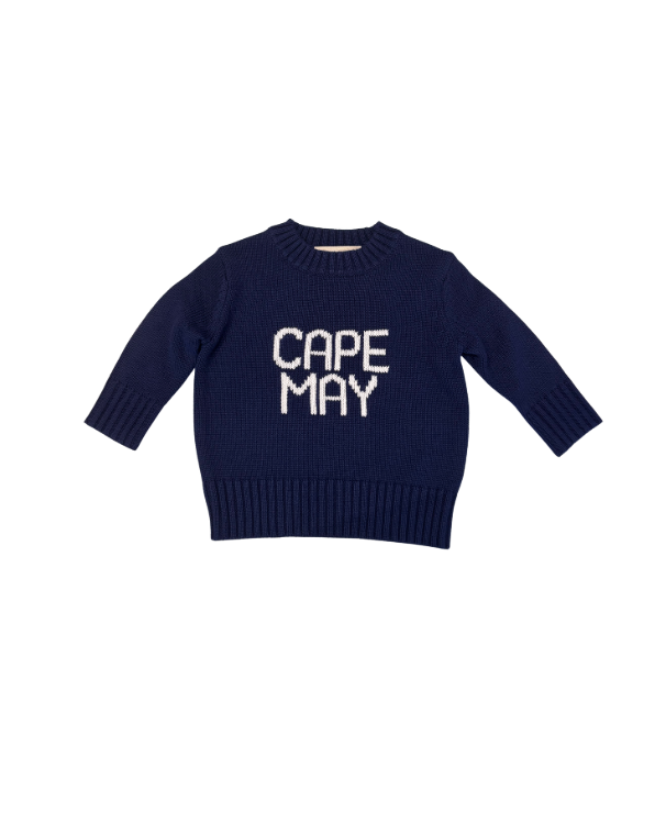 Kid's Cape May Sweater, Navy & White
