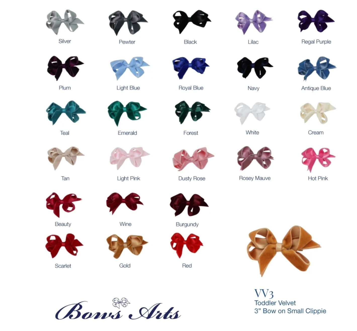Velvet Holiday Bows Toddler 3"