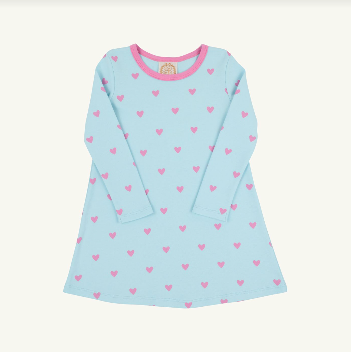Long Sleeve Polly Play Dress, Heart Eyes Bellhaven Blue