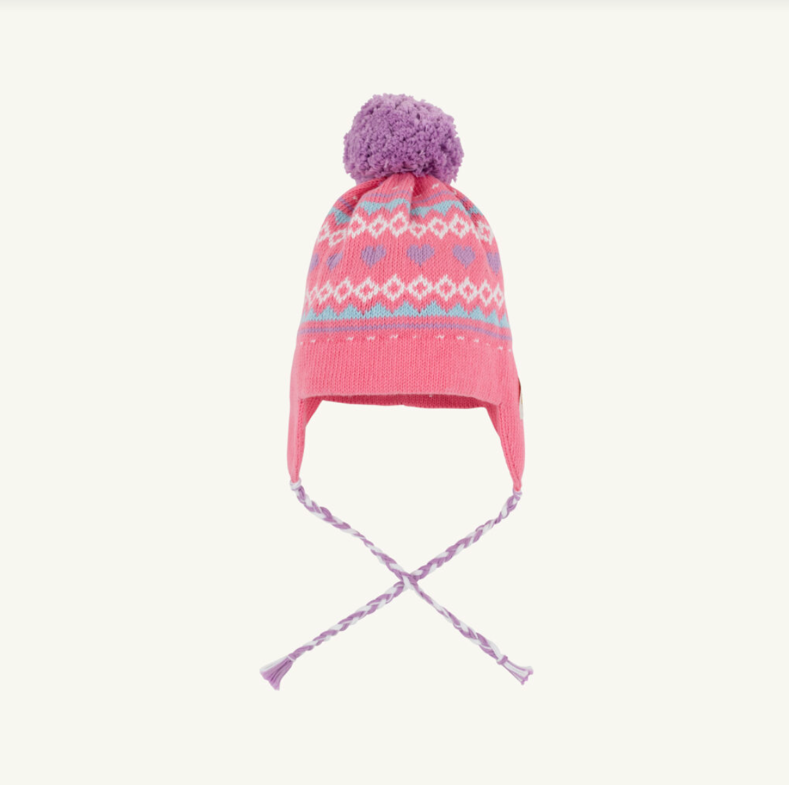 Parrish Pom Pom Hat, Winter Park Pink & Fairisle Hearts