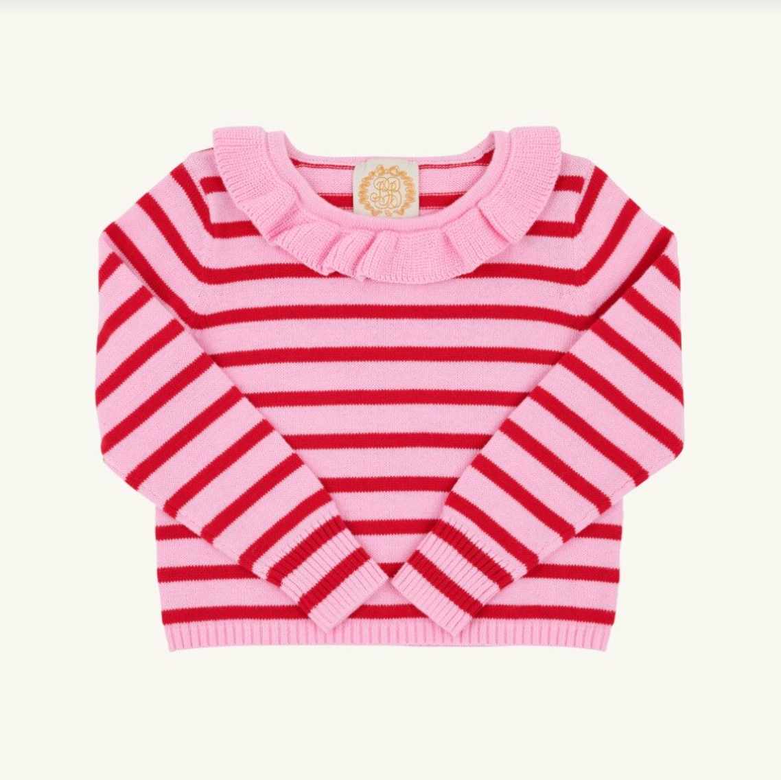 Reece Ruffle Sweater, Richmond Red & Pier Party Pink Stripe