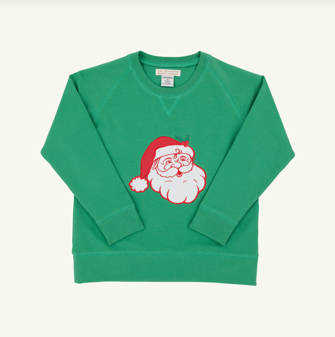 Cassidy Comfy Crewneck French Terry, Kiawah Kelly Green with Santa