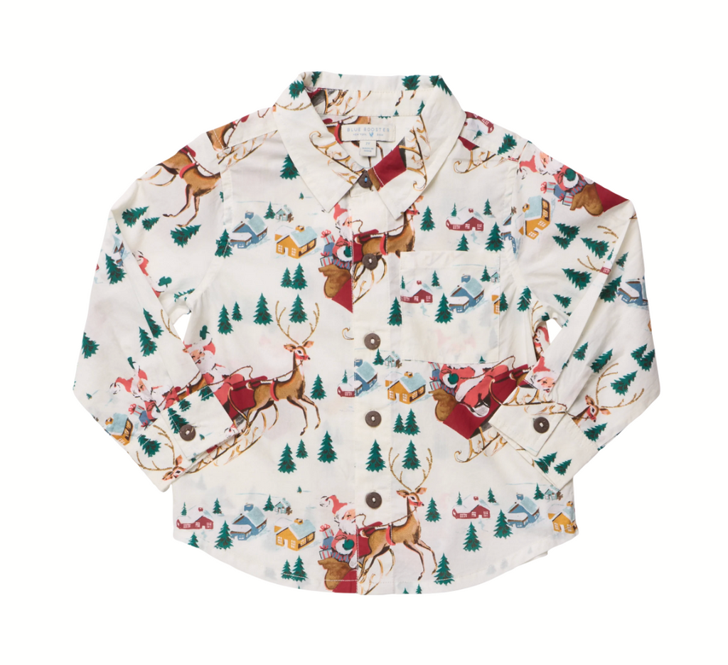 Boys Jack Shirt, Santa Sleigh