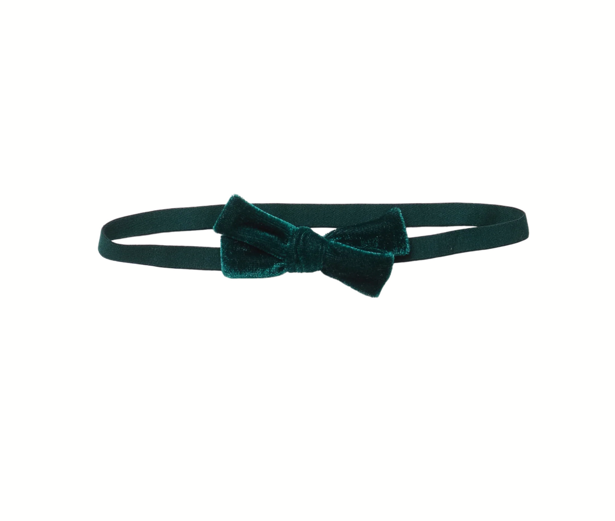 Baby Bow Headband, Hunter Green Velour