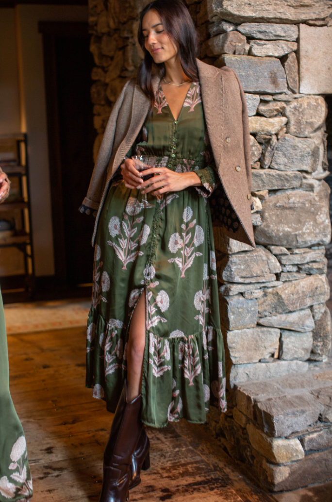 Francesca Dress, Olive Zinnia
