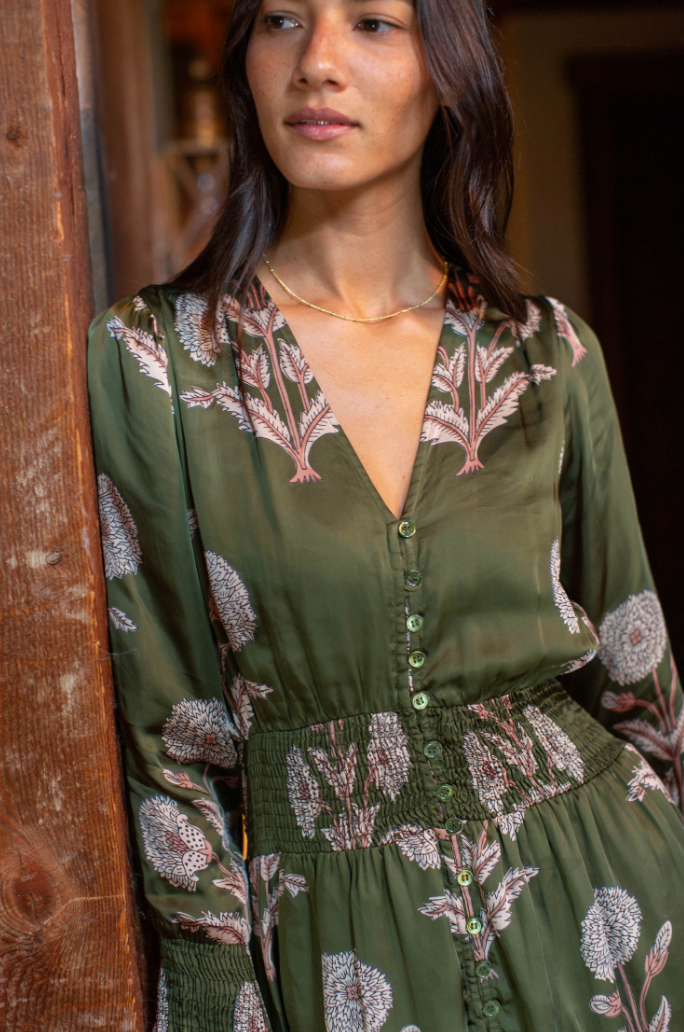 Francesca Dress, Olive Zinnia