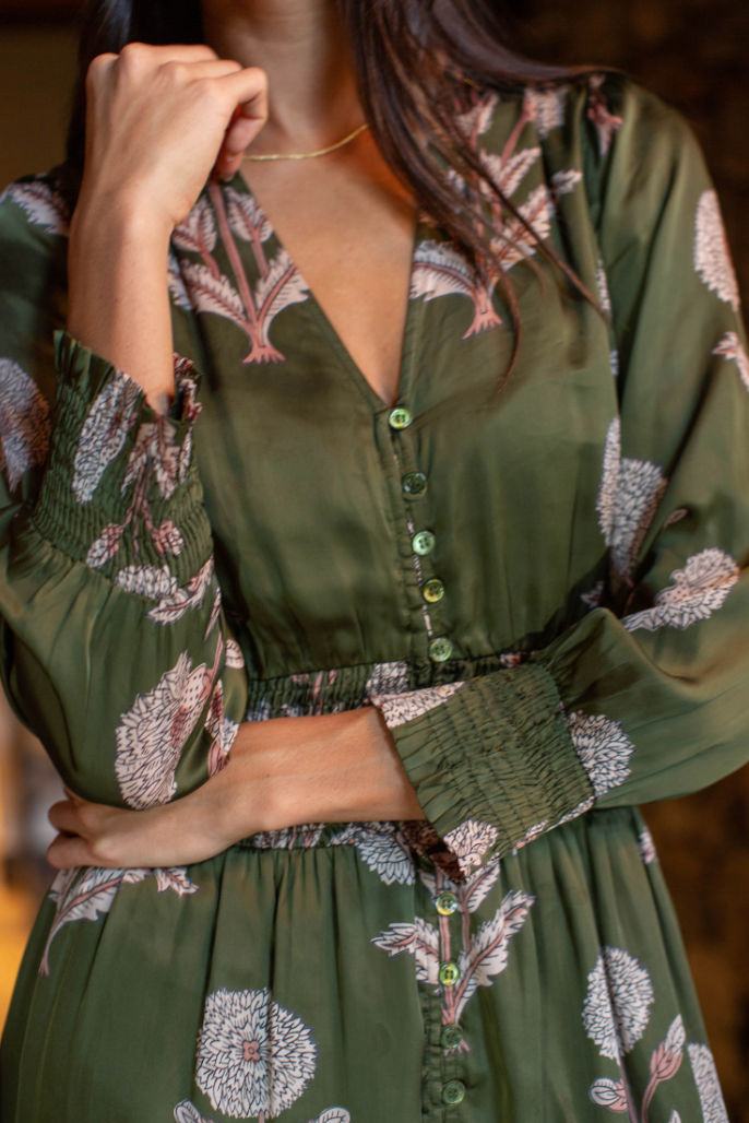 Francesca Dress, Olive Zinnia