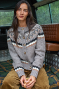 New England Fair Isle Cardigan, Mushroom Heather
