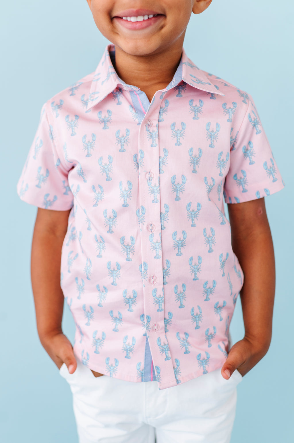 Short Sleeve Button Down Shirt, Pastel Pinchers