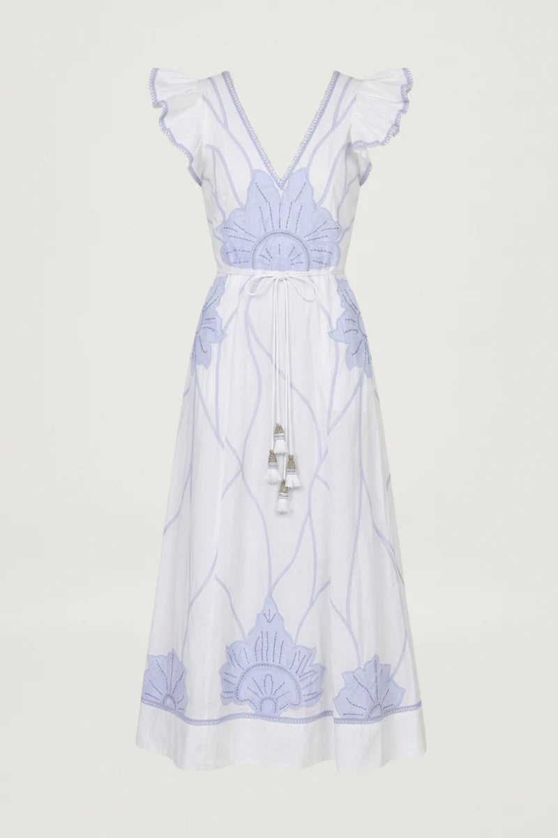 Vittorio Dress, Simply White & Light Blue