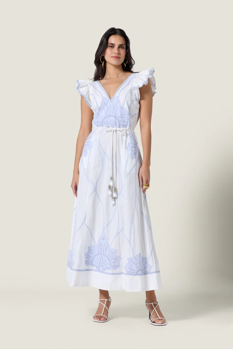 Vittorio Dress, Simply White & Light Blue