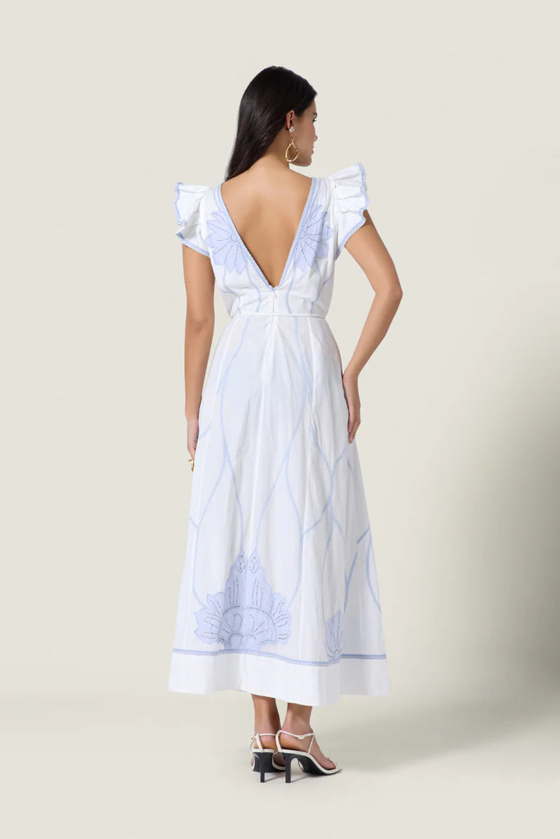 Vittorio Dress, Simply White & Light Blue