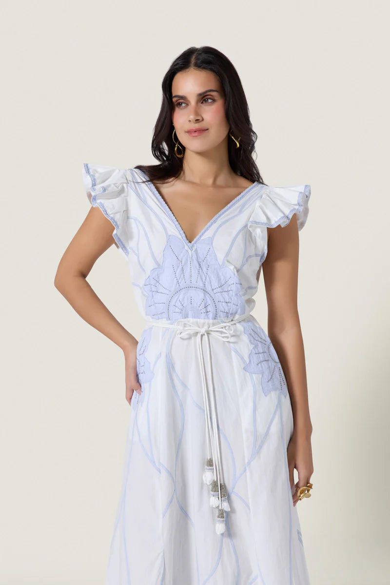 Vittorio Dress, Simply White & Light Blue