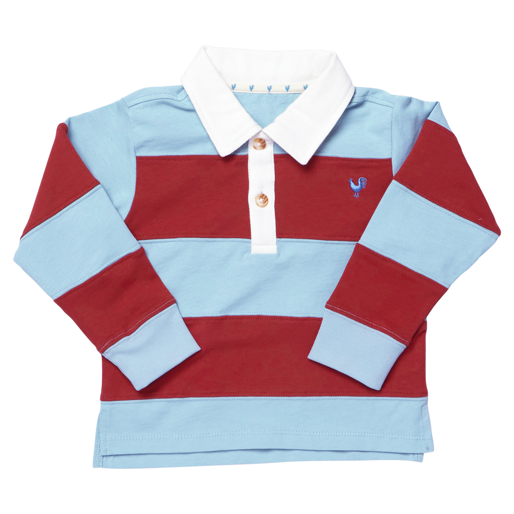 Boys Albert Rugby Shirt, Blue Maroon