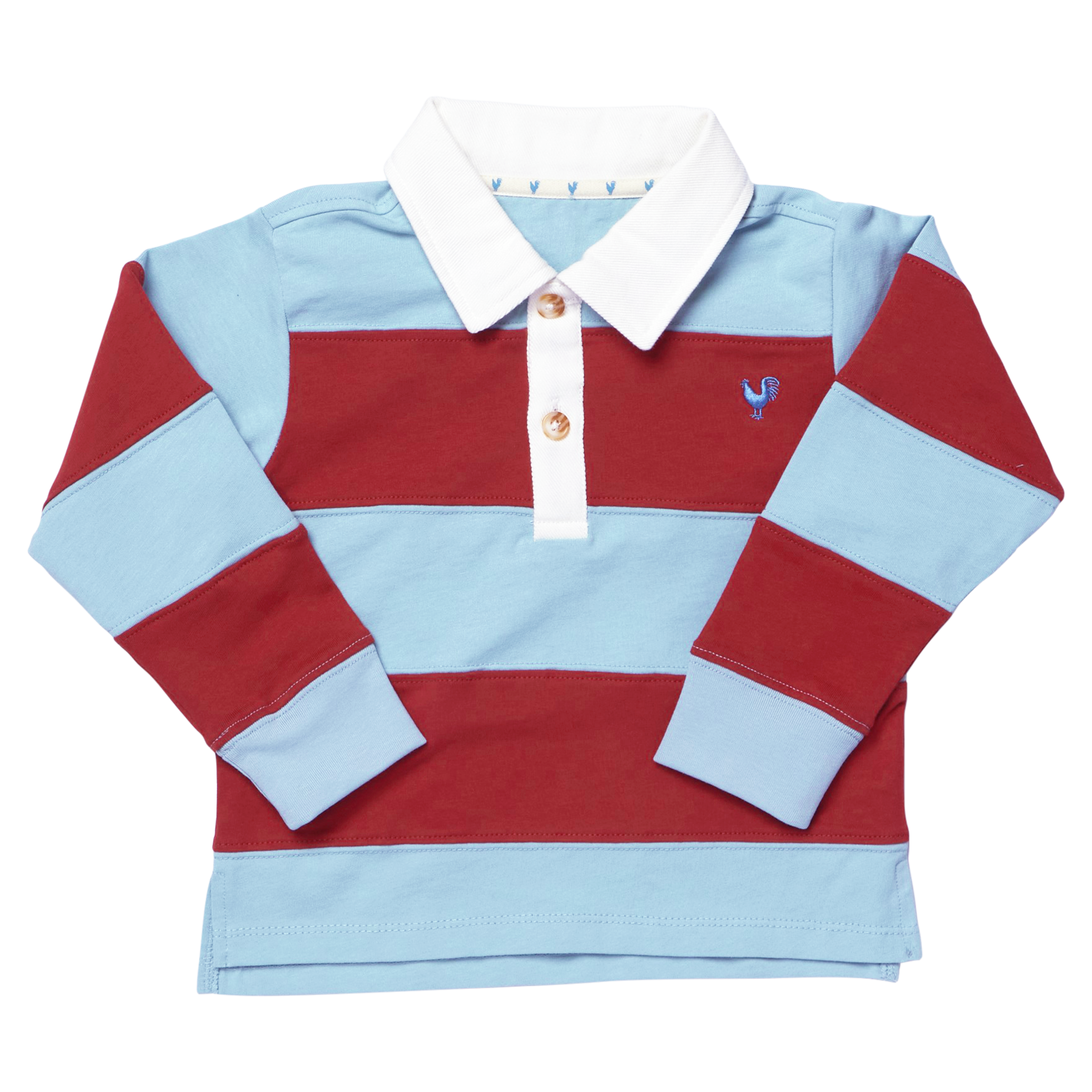 Boys Albert Rugby Shirt, Blue Maroon