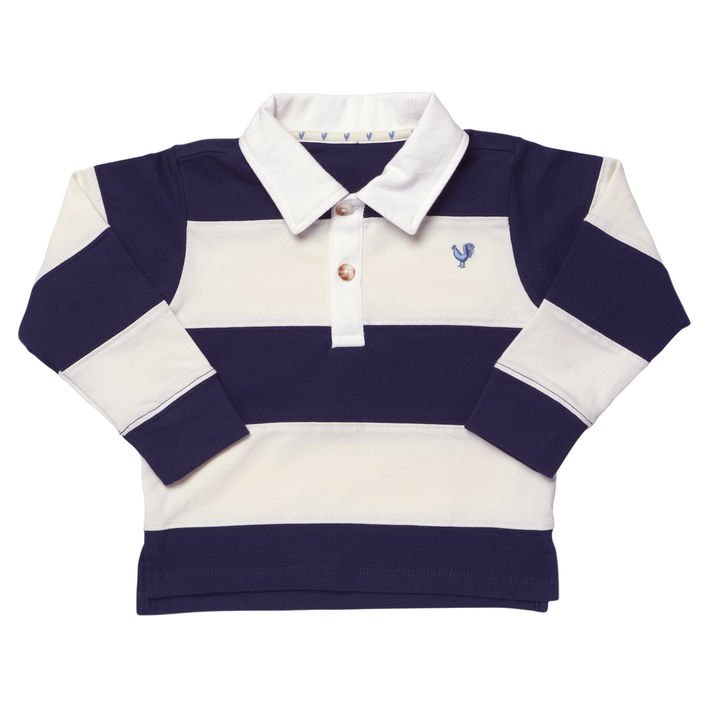Boys Albert Rugby Shirt, Navy White
