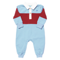 Baby Boys Albert Rugby Romper, Blue Maroon