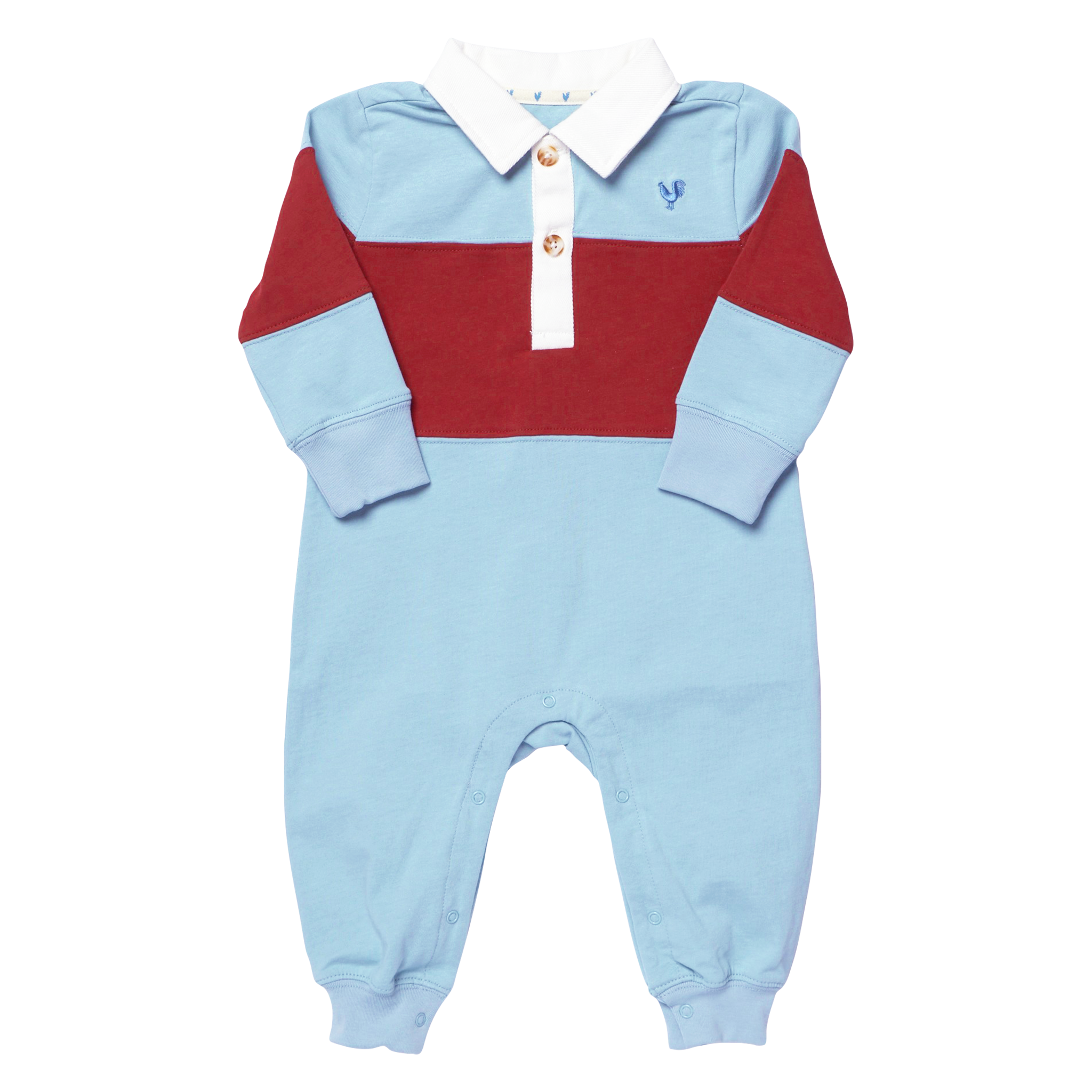 Baby Boys Albert Rugby Romper, Blue Maroon