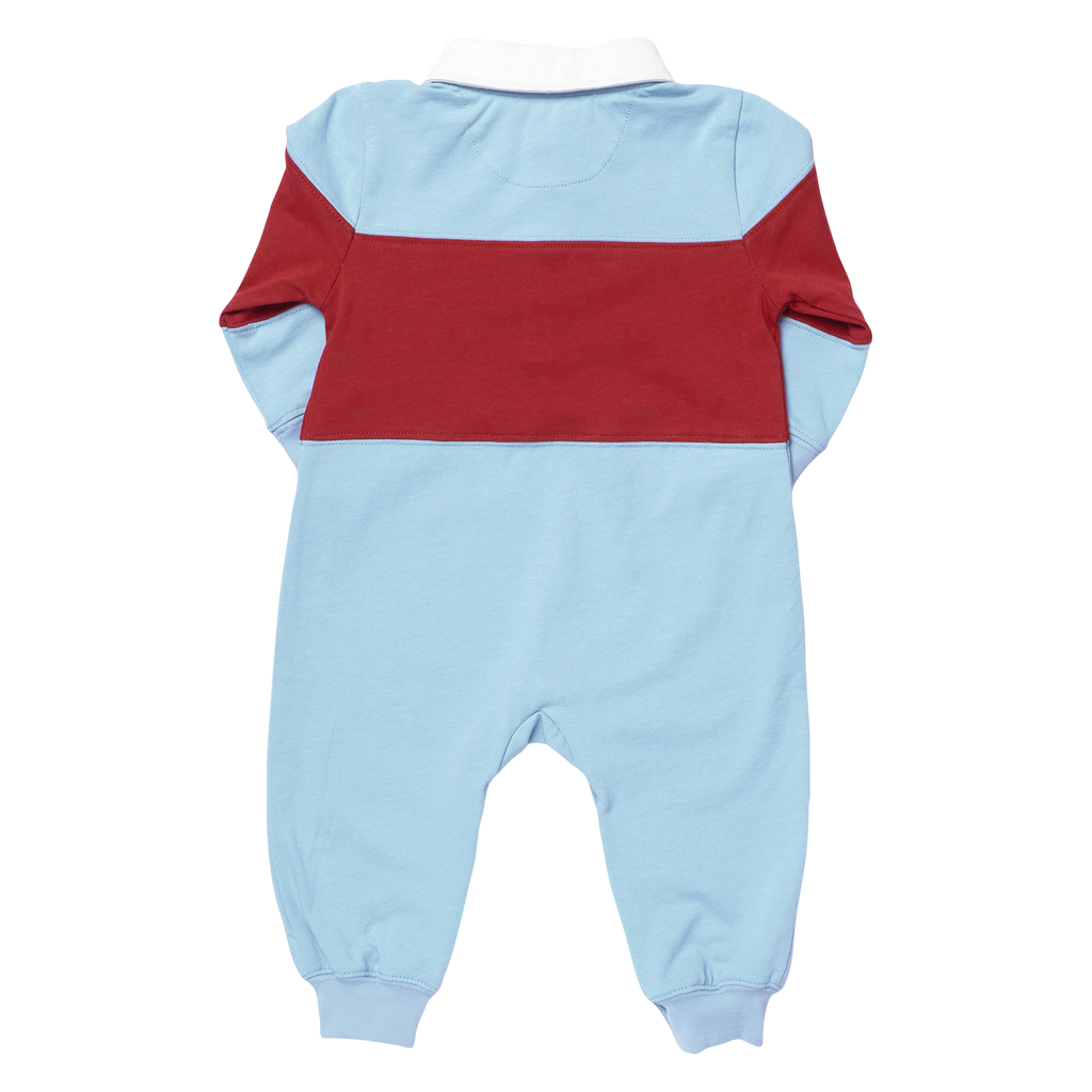 Baby Boys Albert Rugby Romper, Blue Maroon