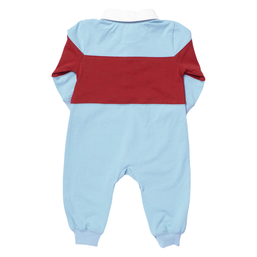 Baby Boys Albert Rugby Romper, Blue Maroon