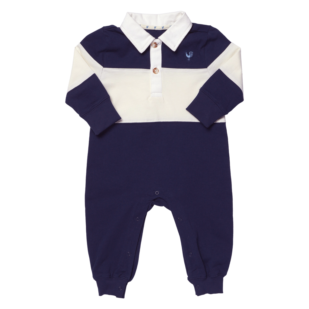 Baby Boys Albert Rugby Romper, Navy White