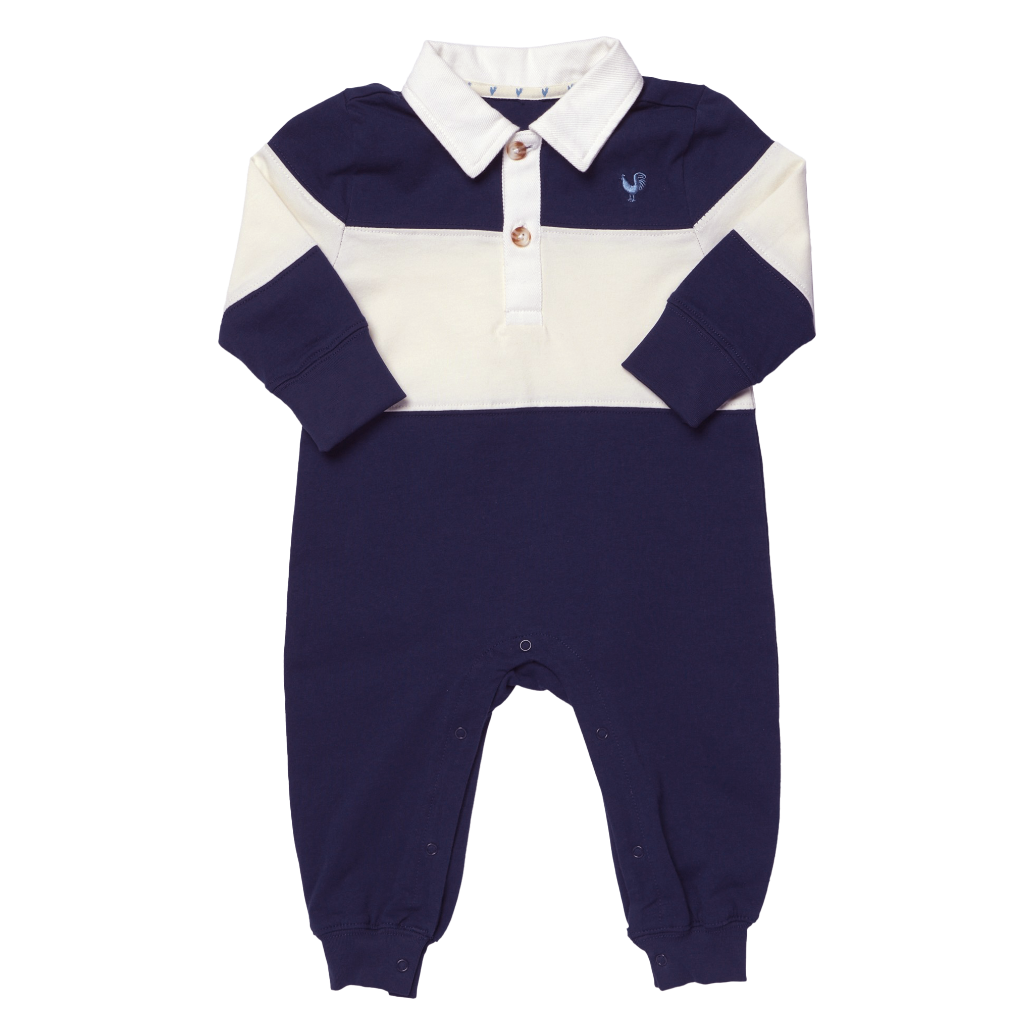 Baby Boys Albert Rugby Romper, Navy White