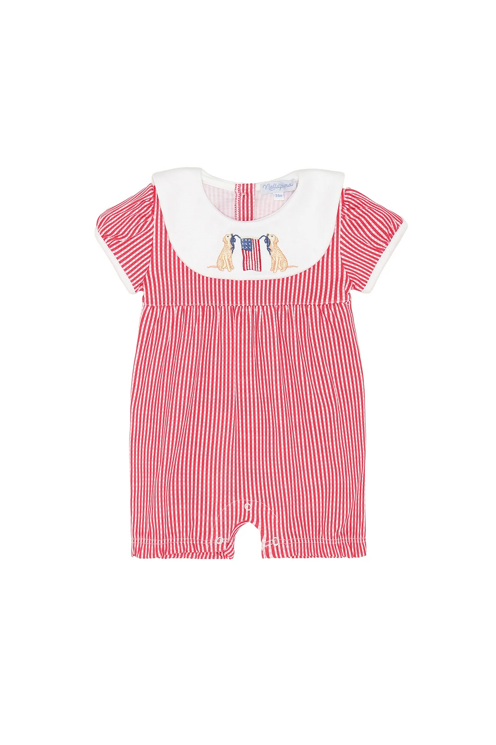 American Pups Collared Romper, Red