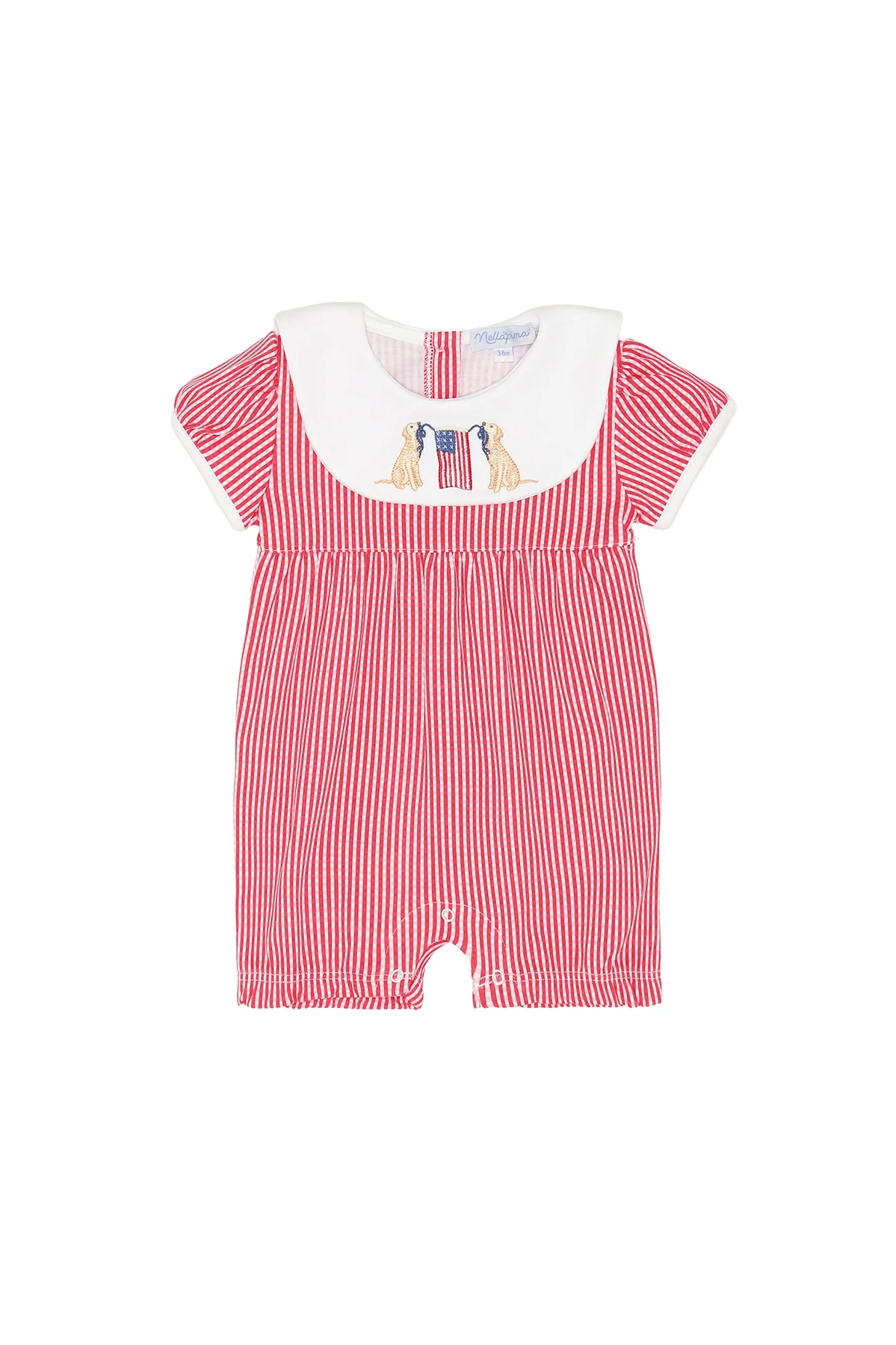 American Pups Collared Romper, Red