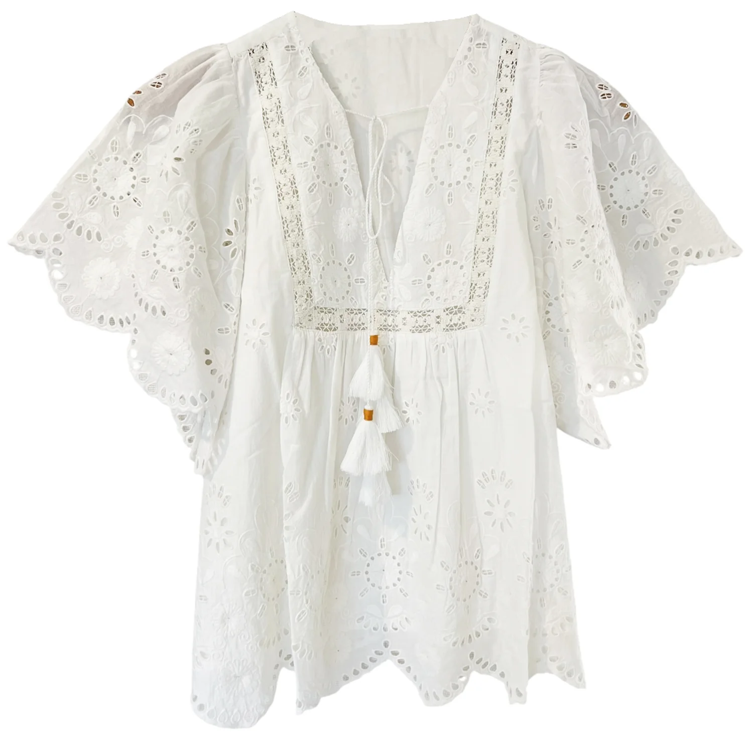 Angel Top, White Floral Eyelet