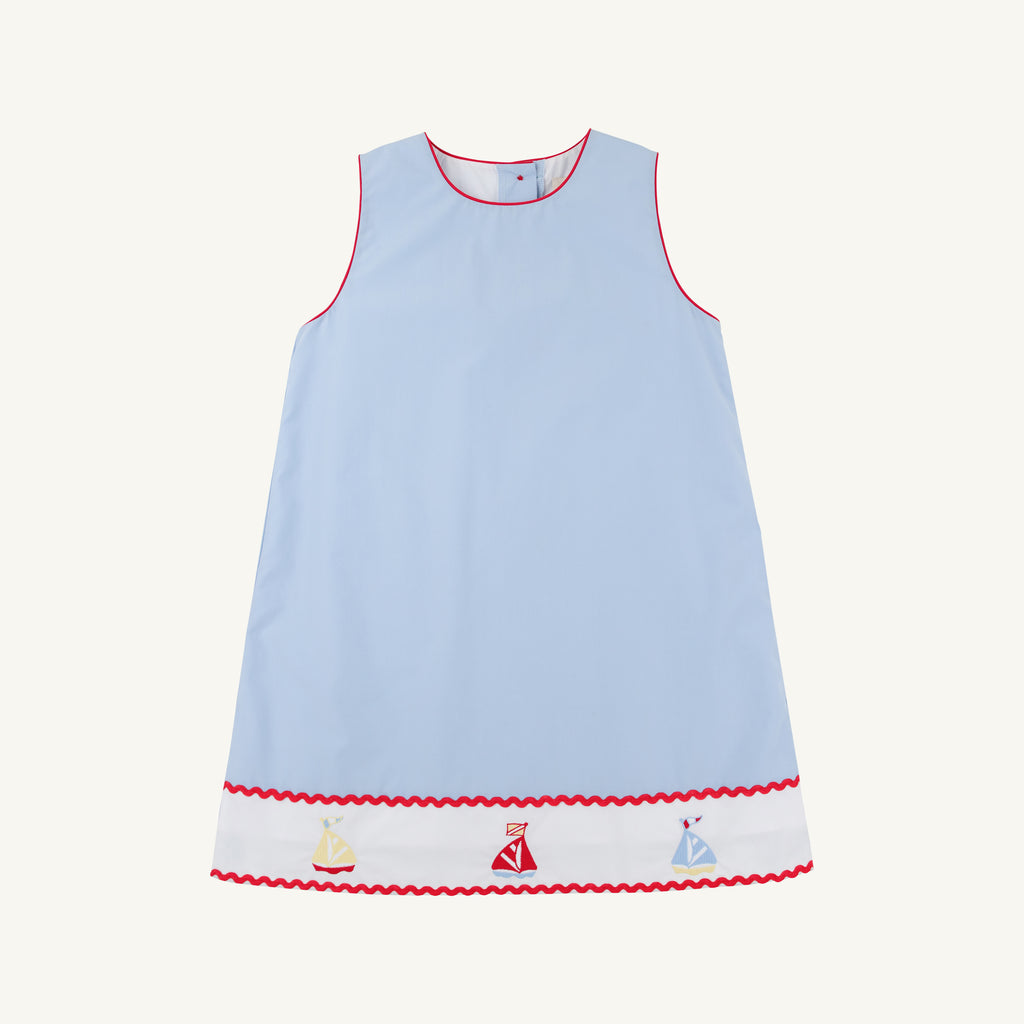 Annie Apron Dress, Beale Street Blue & Sailboats