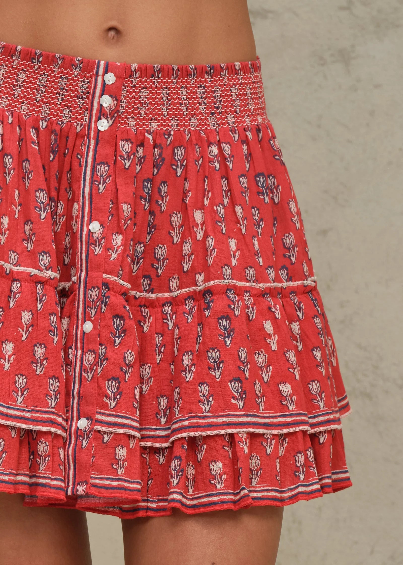 Ari Print Mini Skirt, Red