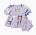 Baby Girls Brooke Dress Set, Lavender Multi Bow Applique